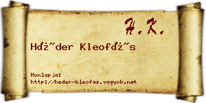 Héder Kleofás névjegykártya